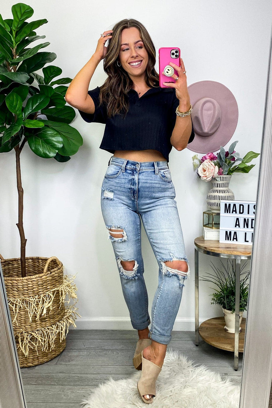  Practice Makes Perfect Distressed Boyfriend Jeans - BACK IN STOCK - kitchencabinetmagic