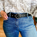 Black / OS Round Up Circle Buckle Belt - FINAL SALE - kitchencabinetmagic