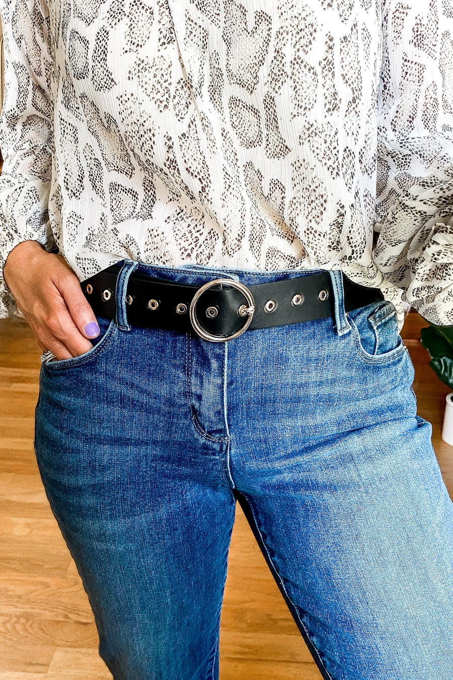 Black / OS Round Up Circle Buckle Belt - FINAL SALE - kitchencabinetmagic