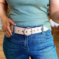 Taupe / OS Round Up Circle Buckle Belt - FINAL SALE - kitchencabinetmagic