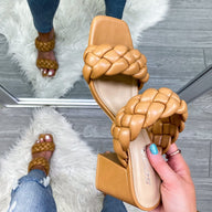 Camel / 5.5 Destini Braided Strap Sandal Heels - kitchencabinetmagic