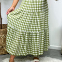 S / Olive Wonderful Memories Gingham Skirt - kitchencabinetmagic