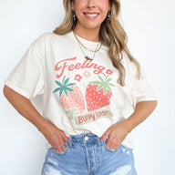 S / Ivory Feeling Berry Good Vintage Relaxed Graphic Tee | CURVE - BACK IN STOCK - kitchencabinetmagic