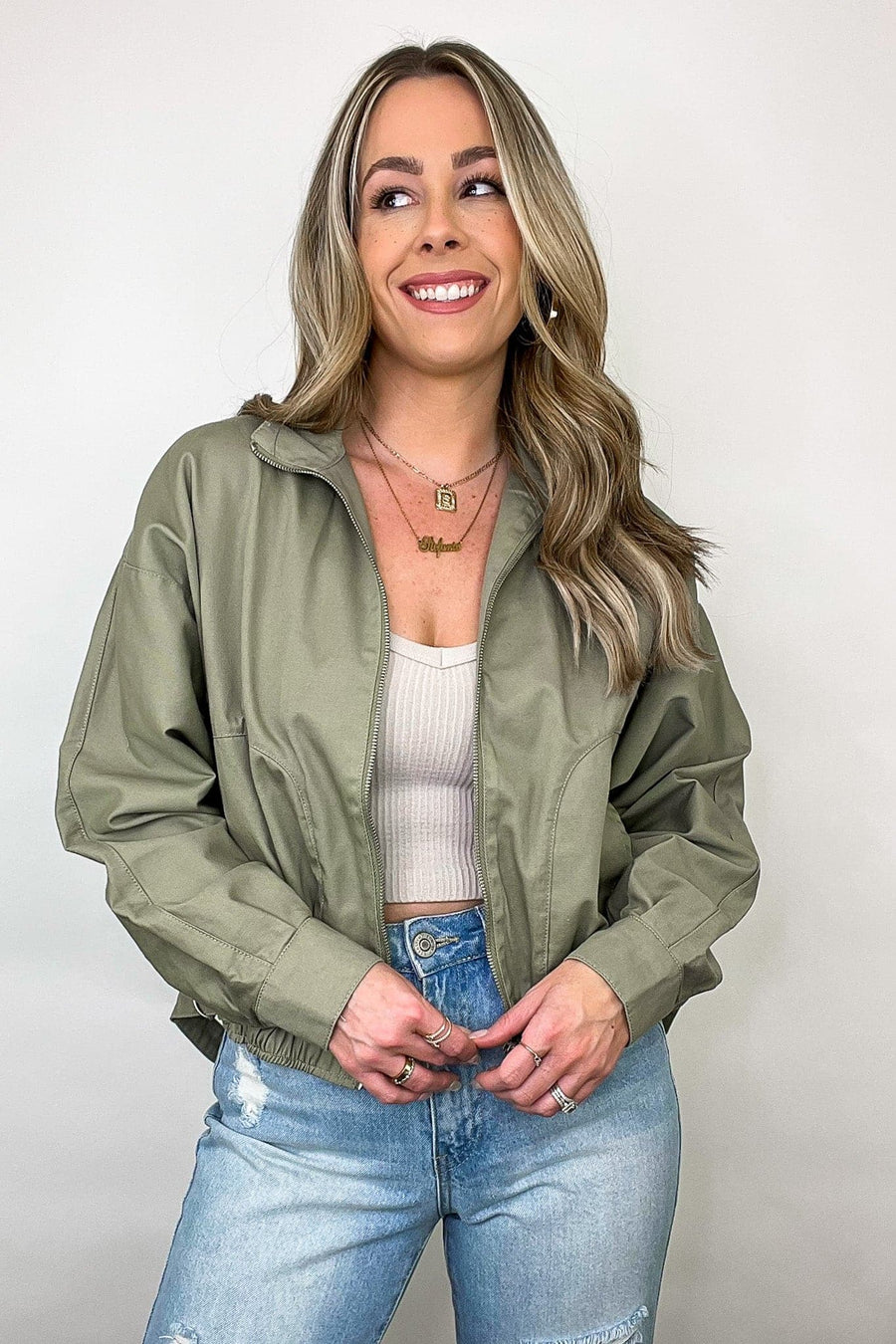 S / Light Olive Fierce Fit Bomber Jacket - kitchencabinetmagic