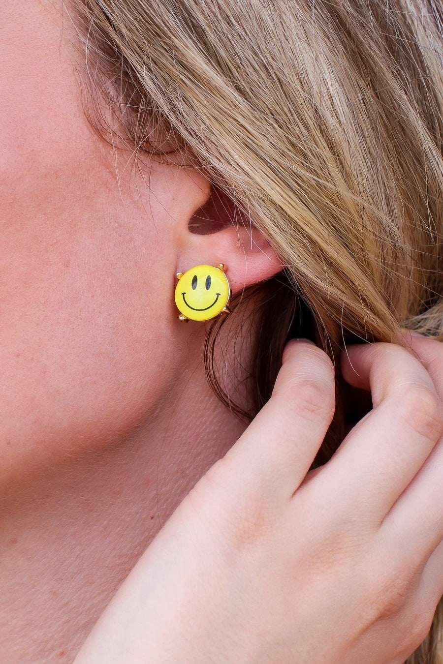 Yellow Find Happiness Smiley Face Earrings - kitchencabinetmagic