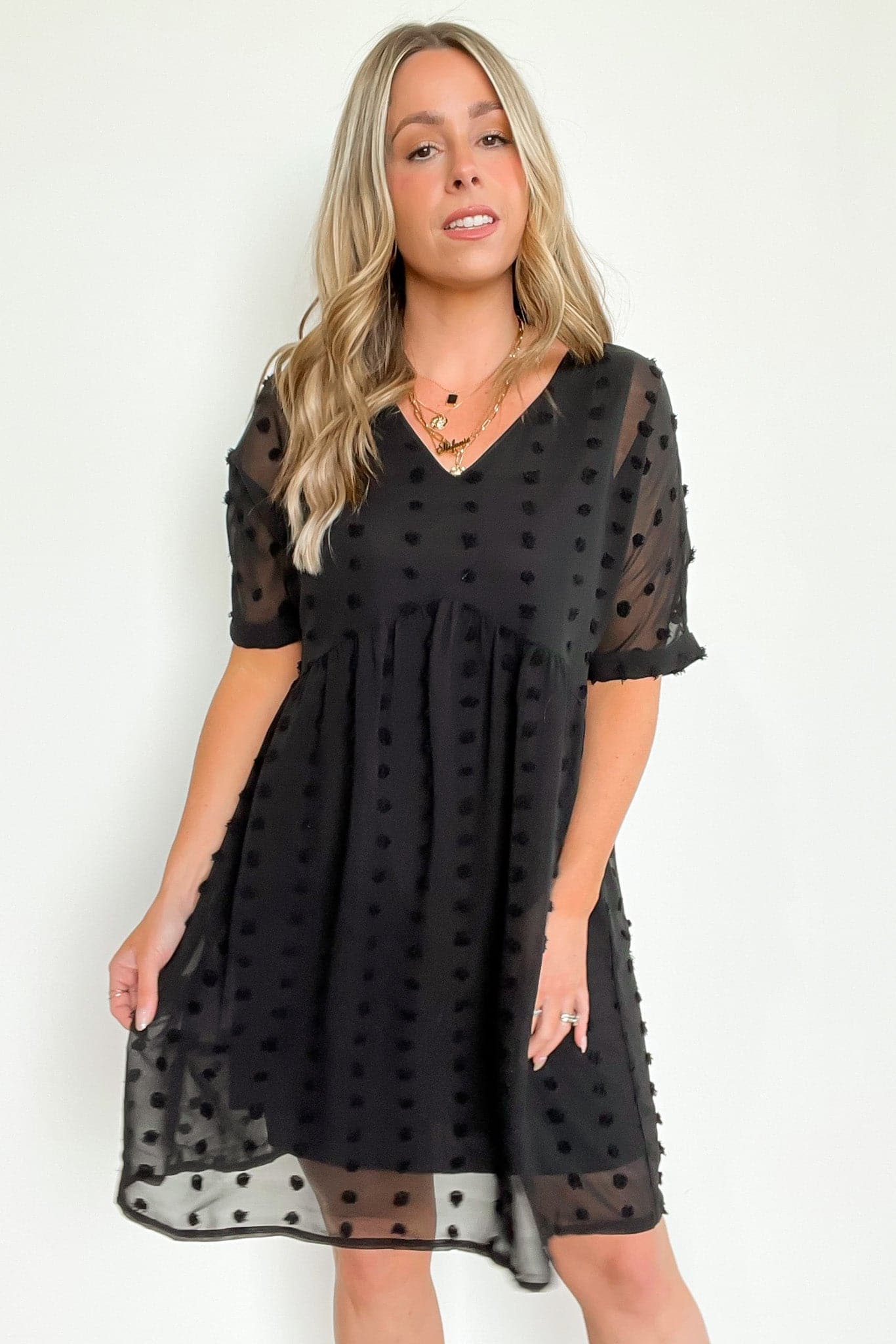  Flatter Much V-Neck Swiss Dot Dress | CURVE - BACK IN STOCK - kitchencabinetmagic