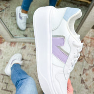 6 / Lilac Free Fall Pastel Color Block Lace Up Sneakers - kitchencabinetmagic