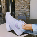  Free Fall Pastel Color Block Lace Up Sneakers - kitchencabinetmagic