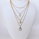 Gold Full of Grace Teardrop Starburst Multi Layer Necklace - kitchencabinetmagic