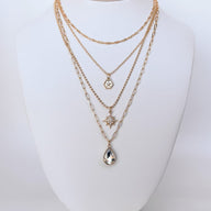 Gold Full of Grace Teardrop Starburst Multi Layer Necklace - kitchencabinetmagic