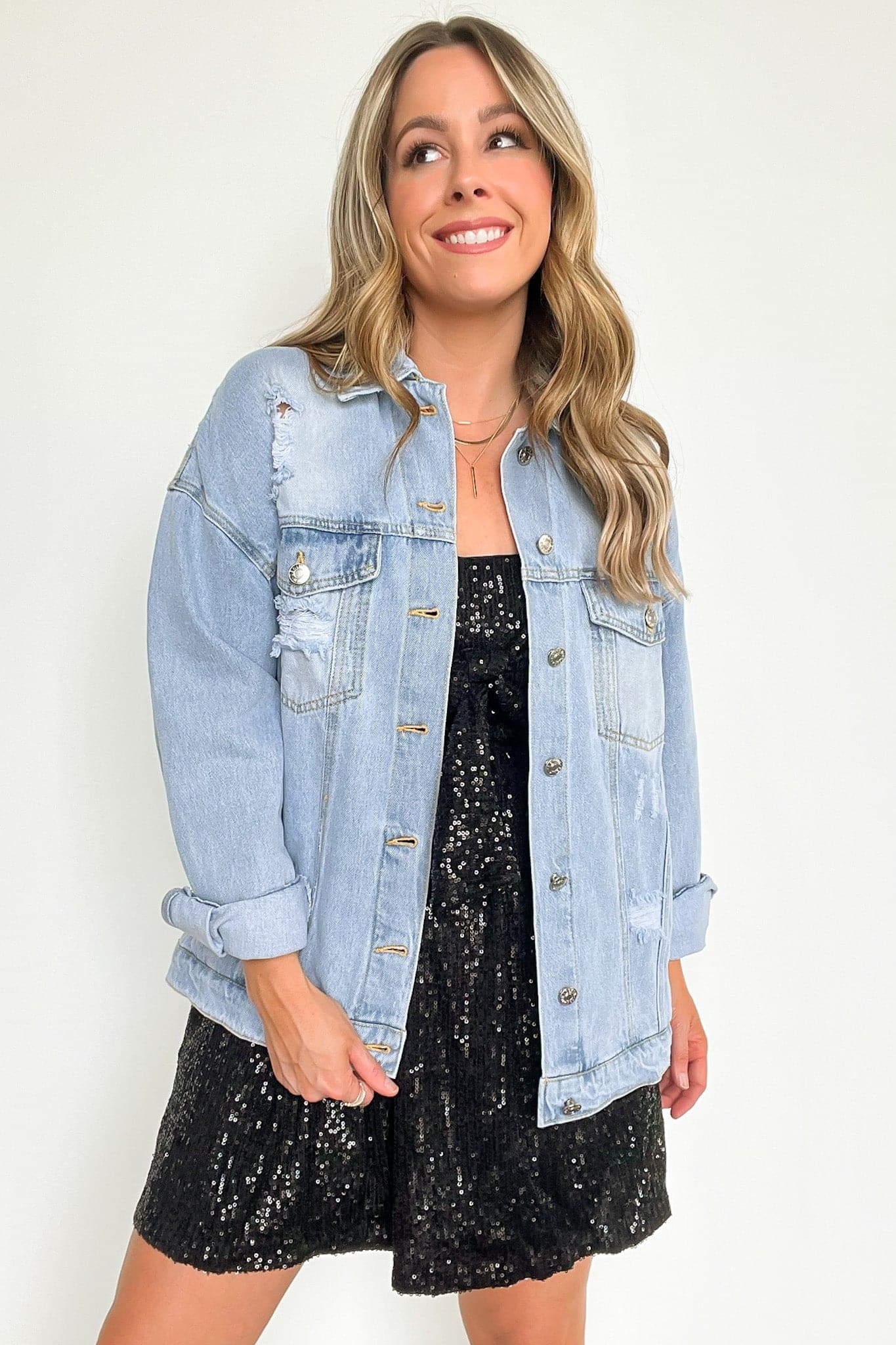  Getaway Plan Distressed Denim Oversized Jacket - BACK IN STOCK - kitchencabinetmagic