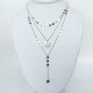 Silver Go-Glitter Triple Layer Disc Necklace - kitchencabinetmagic