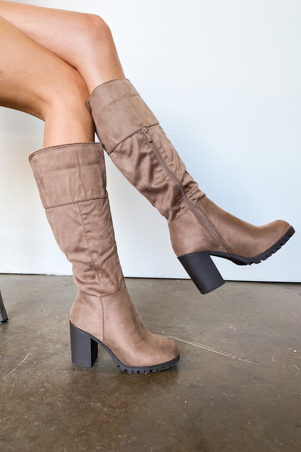  Haight Street Faux Suede Heeled Boots - angrybureaucrat