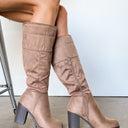 Taupe / 5.5 Haight Street Faux Suede Heeled Boots - kitchencabinetmagic