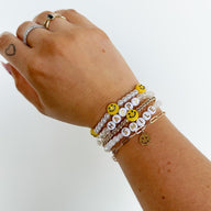 Multi Happy Vibes Smiley Face Beaded Bracelet Stack | PREORDER - kitchencabinetmagic