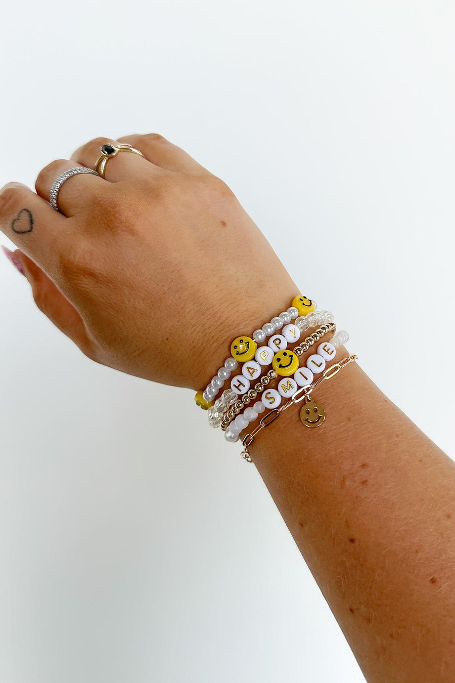 Multi Happy Vibes Smiley Face Beaded Bracelet Stack | PREORDER - kitchencabinetmagic