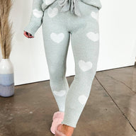 S / Mint Have a Heart to Heart Print Sweater Knit Leggings - FINAL SALE - kitchencabinetmagic