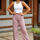  Hayzel High Waist Plaid Wide Leg Pants - FINAL SALE - kitchencabinetmagic