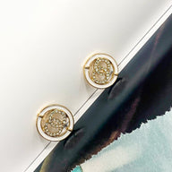 White Hello Luxe Double Circle Crystal Earrings - FINAL SALE - kitchencabinetmagic