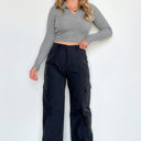 Black / S Hype Gal Cargo Parachute Pants - BACK IN STOCK - kitchencabinetmagic