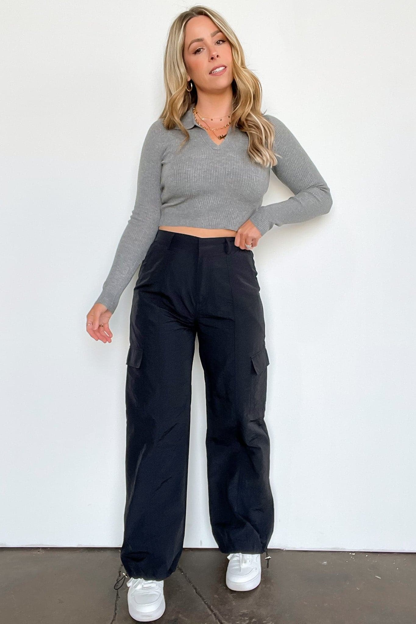 Black / S Hype Gal Cargo Parachute Pants - BACK IN STOCK - kitchencabinetmagic