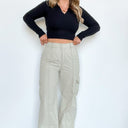 Oatmilk / S Hype Gal Cargo Parachute Pants - BACK IN STOCK - kitchencabinetmagic