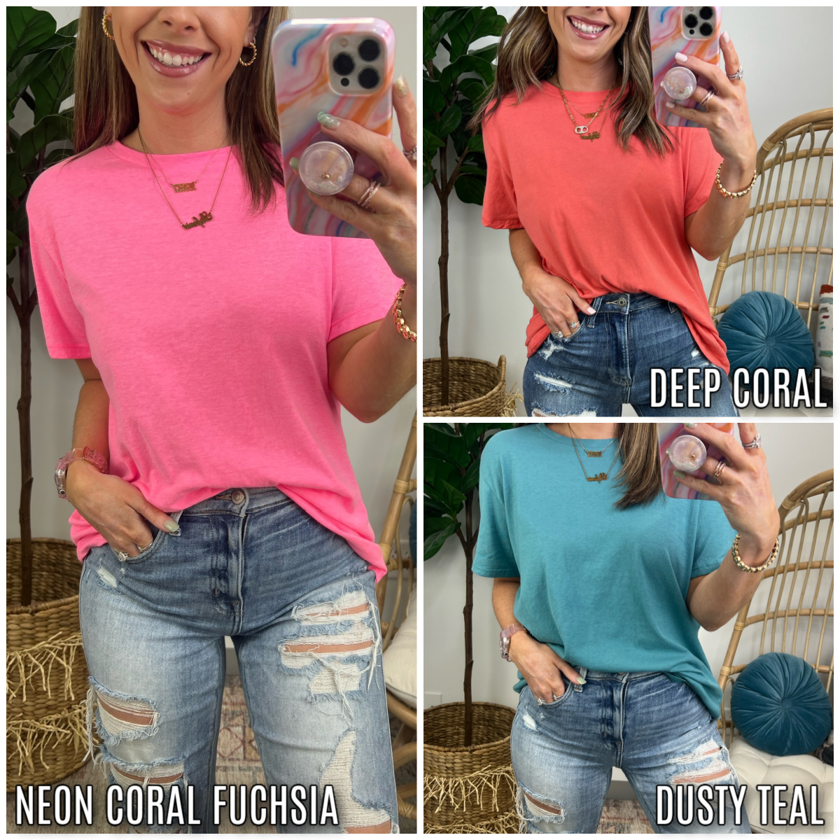 Neon Coral Fuchsia / S Hype it Up Short Sleeve Boyfriend Tee - BACK IN STOCK - kitchencabinetmagic