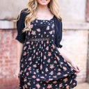 S / Black Praise Floral Embroidered Dress - FINAL SALE - kitchencabinetmagic