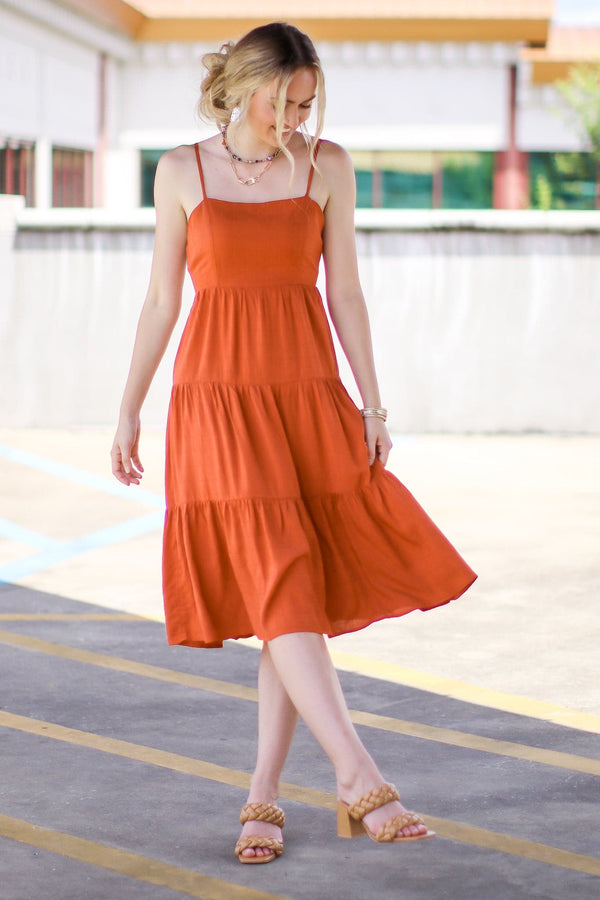  Showing Off A Little Tiered Open Back Midi Dress - FINAL SALE - angrybureaucrat