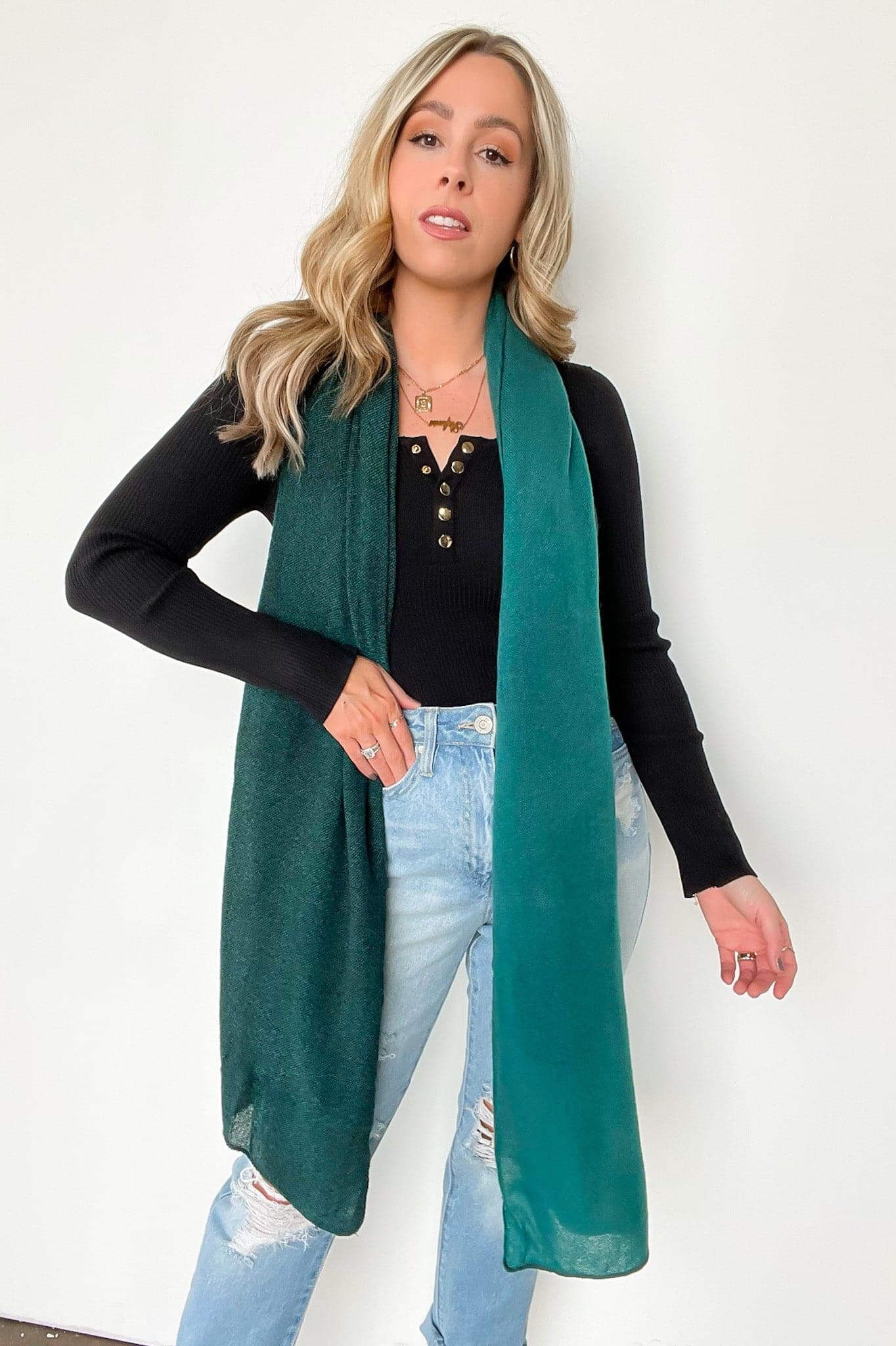  Luiza Color Block Duo Lightweight Scarf - FINAL SALE - kitchencabinetmagic