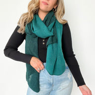 Teal Luiza Color Block Duo Lightweight Scarf - FINAL SALE - kitchencabinetmagic