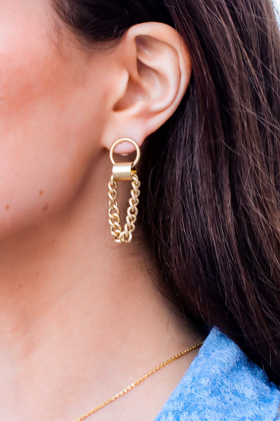 Worn Gold Wayward Chain Drop Earrings - kitchencabinetmagic