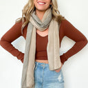 Oatmeal Luiza Color Block Duo Lightweight Scarf - FINAL SALE - kitchencabinetmagic