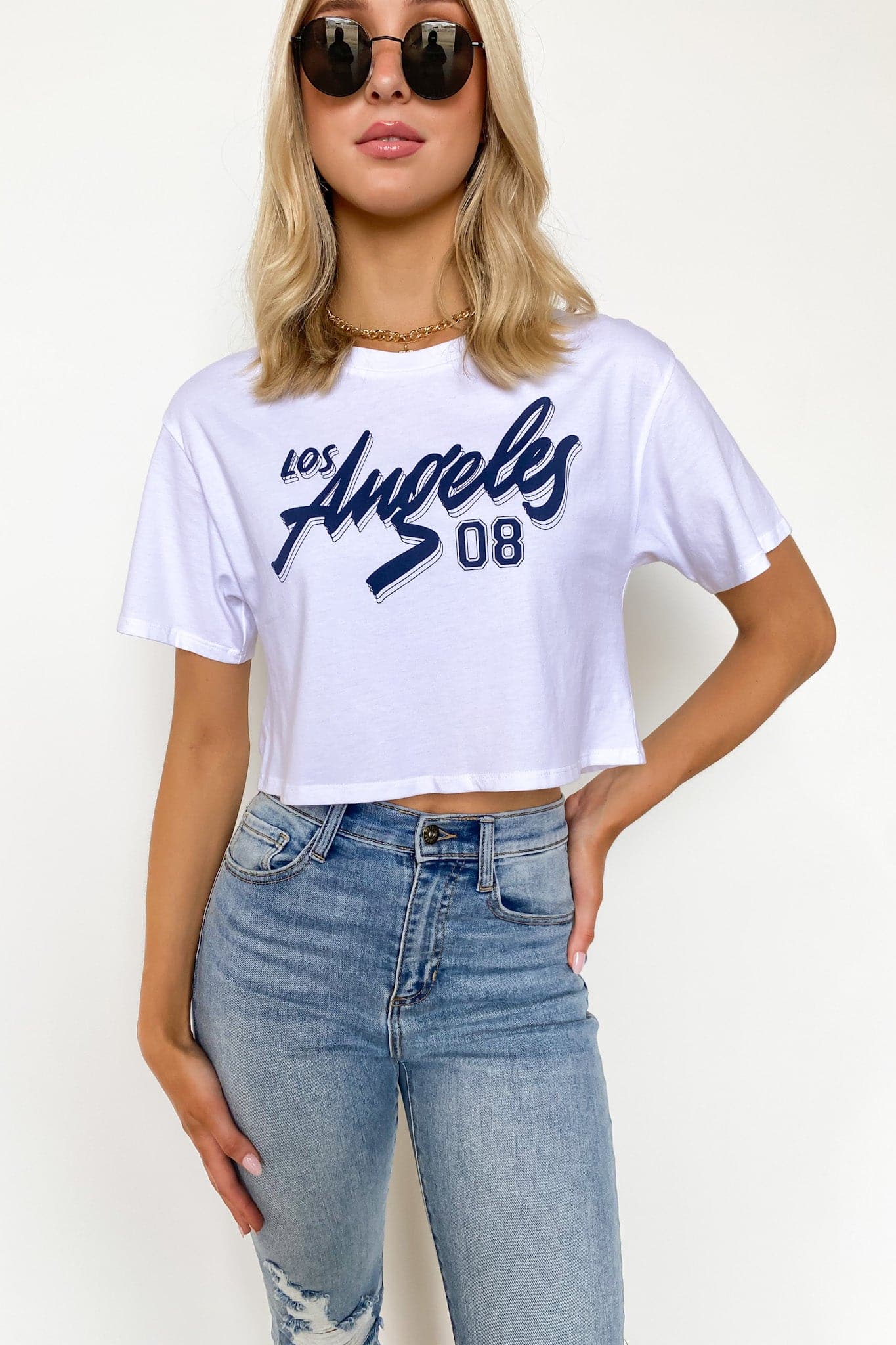  Los Angeles City Print Graphic Cropped Tee - FINAL SALE - kitchencabinetmagic