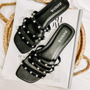 Black / 5.5 Slip on By Strappy Studded Sandals - FINAL SALE - kitchencabinetmagic