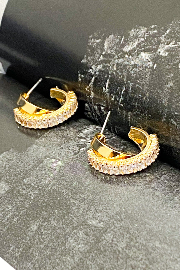 Gold Jadore Crystal Twisted Hoop Earrings - angrybureaucrat