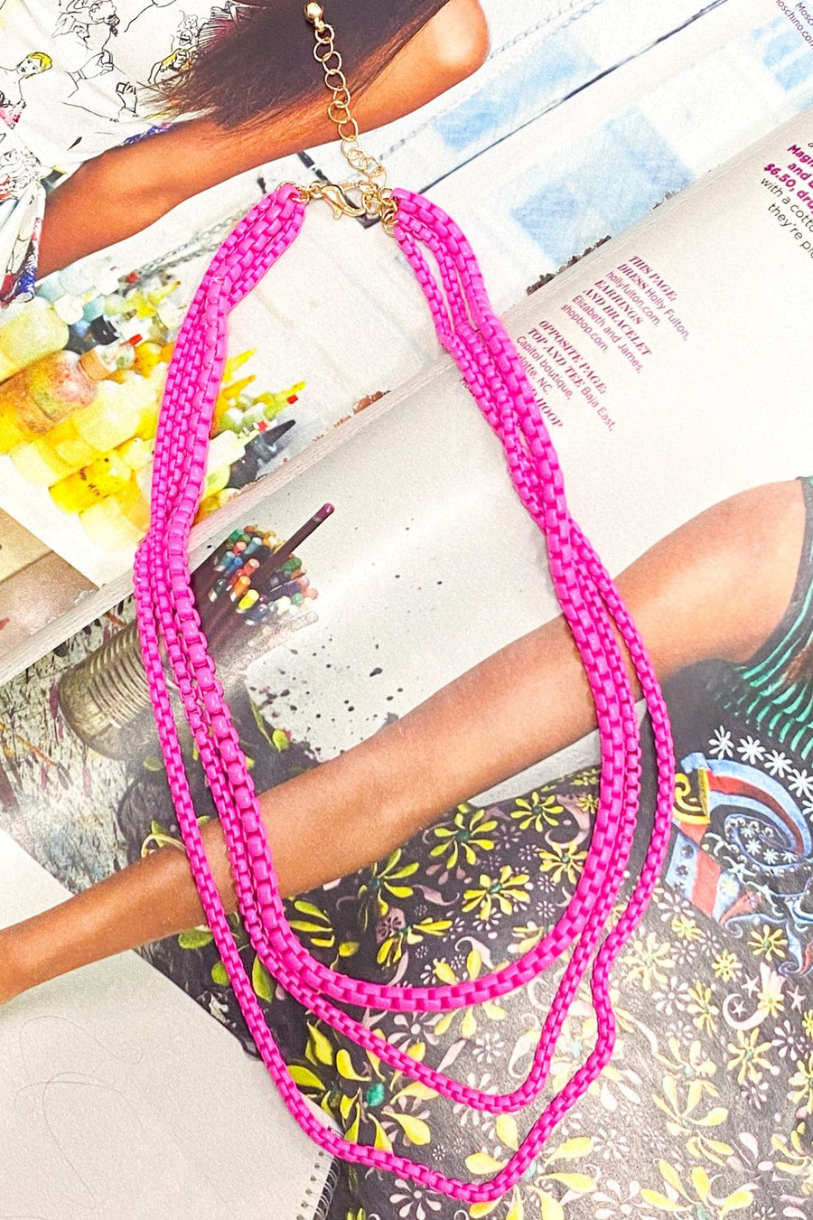 Fuchsia Adaley Layered Chain Necklace - kitchencabinetmagic