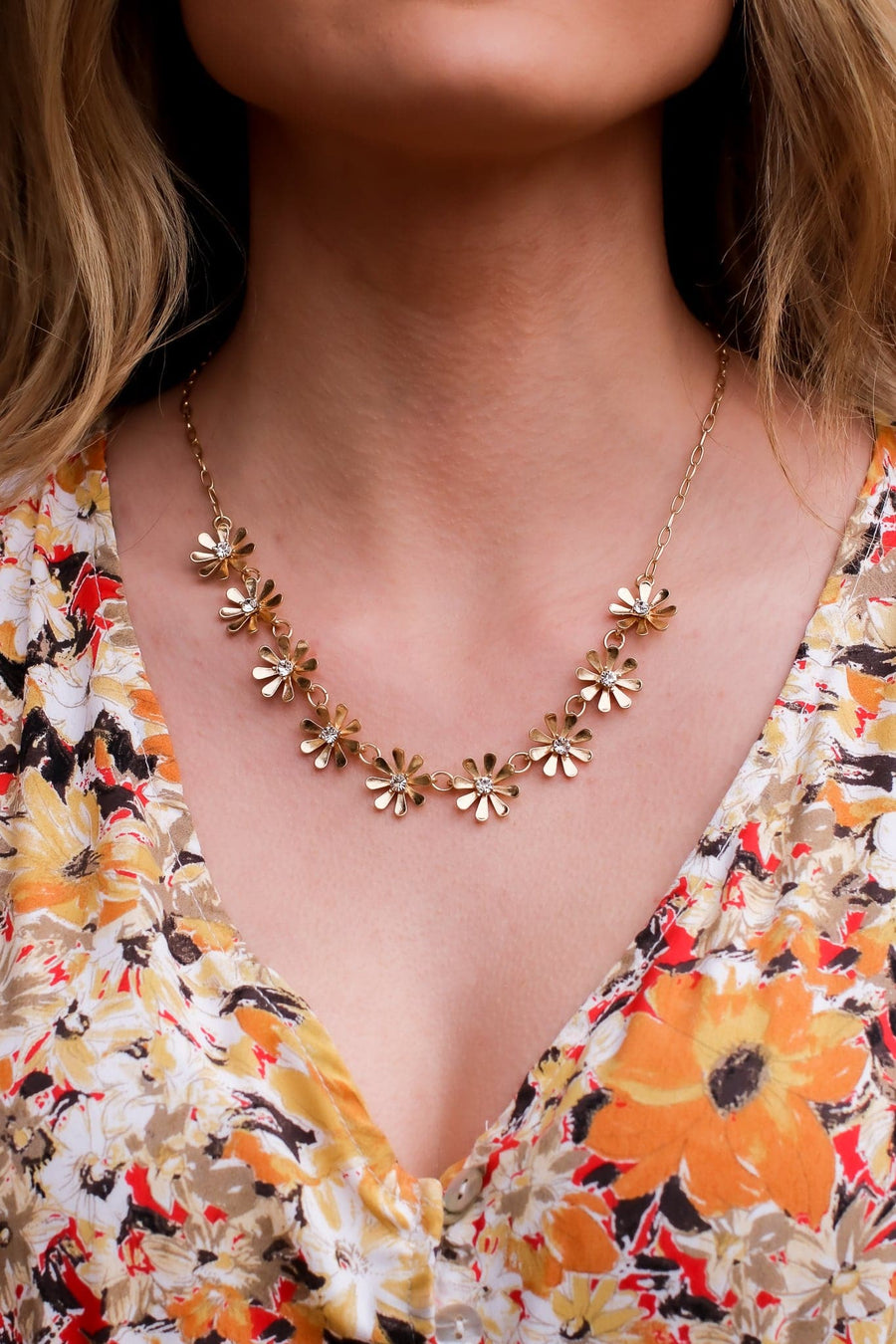 Gold Flourish with Me Floral Necklace - kitchencabinetmagic