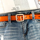 OS / Camel Carmichael Leather Buckle Belt - kitchencabinetmagic