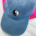 Light Denim Yin Yang Embroidered Dad Hat - FINAL SALE - kitchencabinetmagic