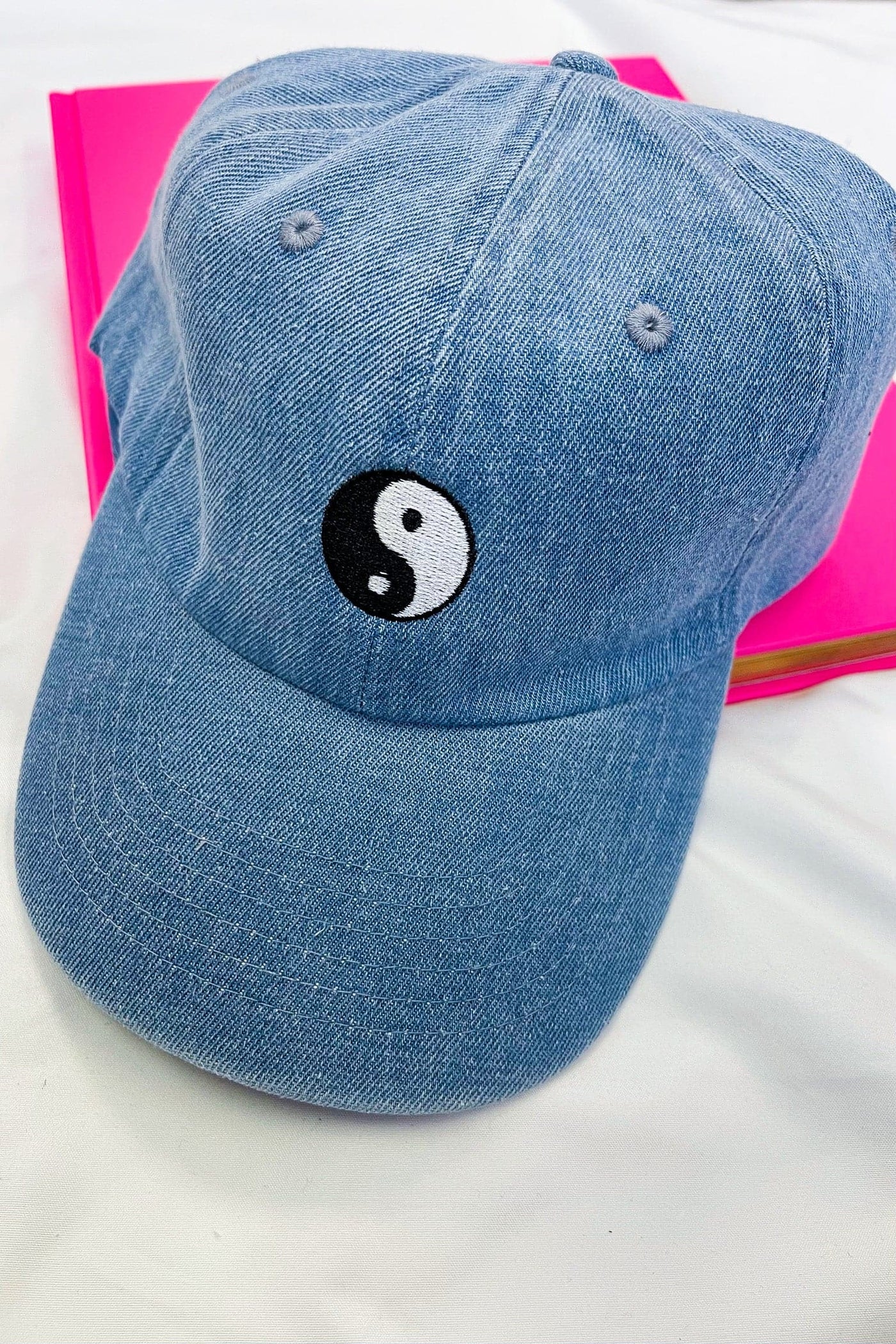 Light Denim Yin Yang Embroidered Dad Hat - FINAL SALE - kitchencabinetmagic