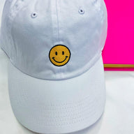 White Keep a Smile Embroidered Dad Hat - FINAL SALE - kitchencabinetmagic