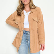  Staple Style Raw Edge Relaxed Fit Shacket - kitchencabinetmagic