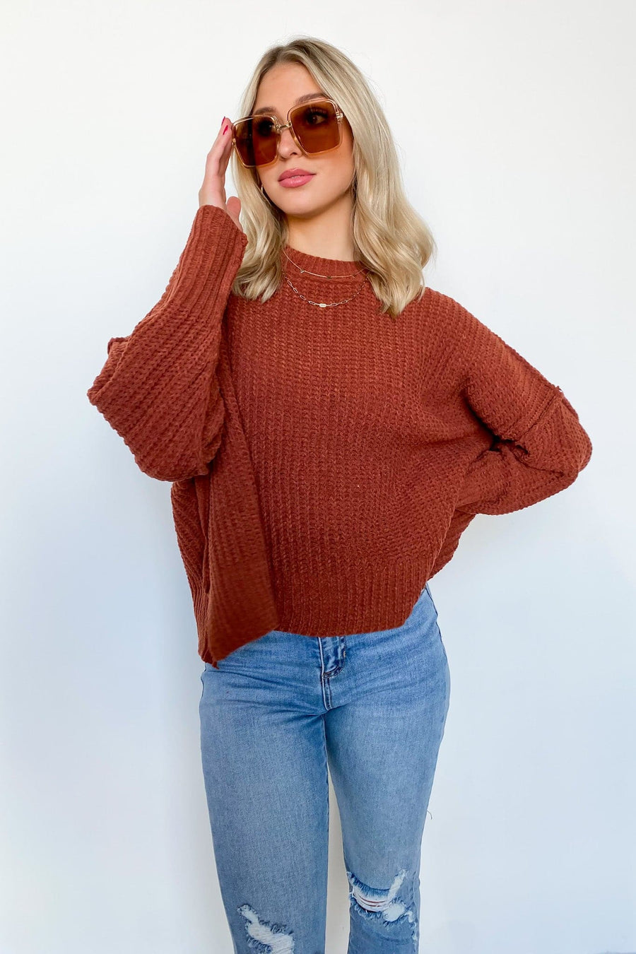 S / Brandy Parkyn Mock Neck Relaxed Fit Sweater - FINAL SALE - kitchencabinetmagic