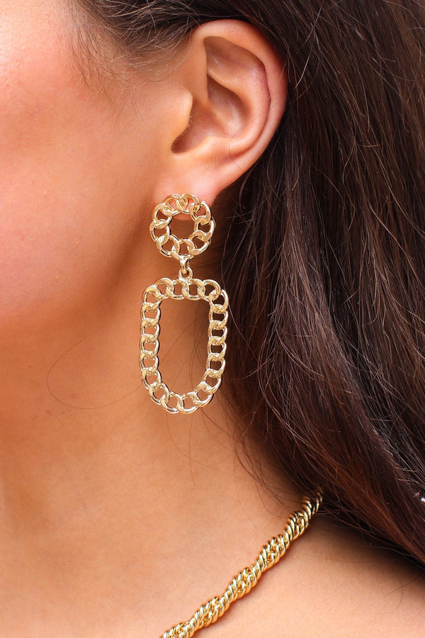 Gold Redefined Chain Drop Earrings - angrybureaucrat