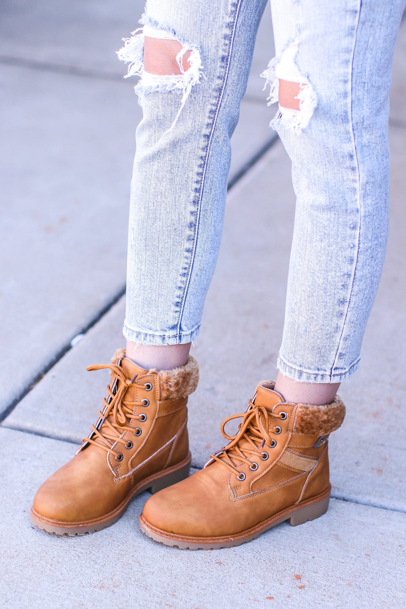  Athena Faux Fur Lace Up Combat Boots - FINAL SALE - kitchencabinetmagic