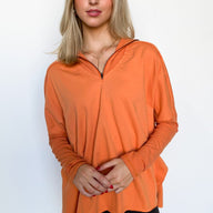 Burnt Orange / S Athalie 1/4 Zip Relaxed Pullover - FINAL SALE - kitchencabinetmagic