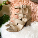 Camel / 5.5 Metropolitan Buckle Detail Stacked Heels - Camel - FINAL SALE - kitchencabinetmagic