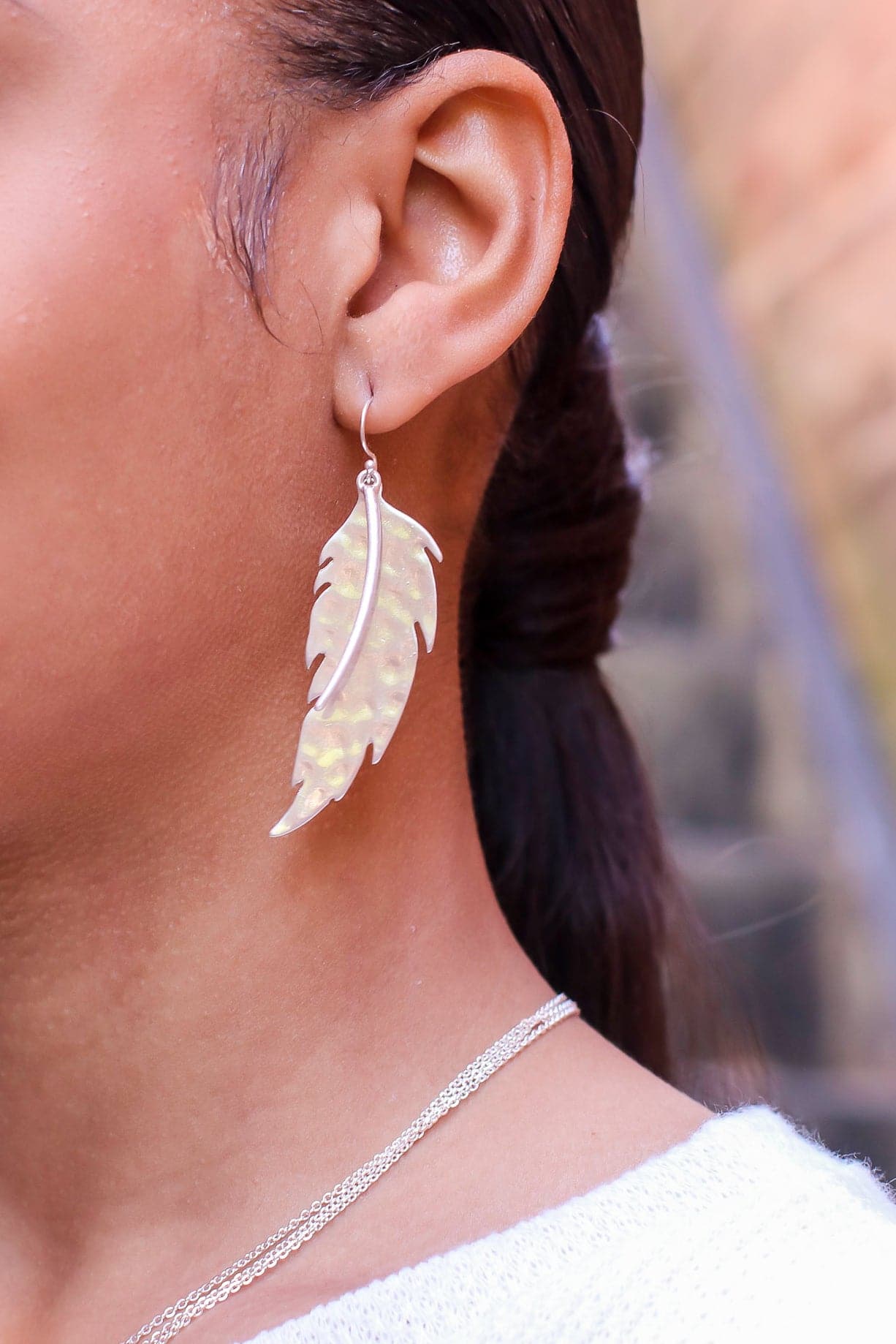 Silver Valletta Feather Drop Earrings - kitchencabinetmagic