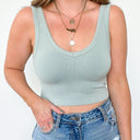 Sage / S Alenah Seamless Ribbed Tank Bra Top- BACK IN STOCK - kitchencabinetmagic